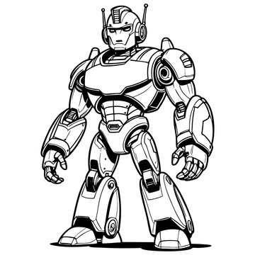 Futuristic robot coloring page