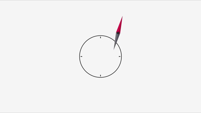 Minimalist compass needle rotating animation on 4k white background, for navigation and, direction concepts