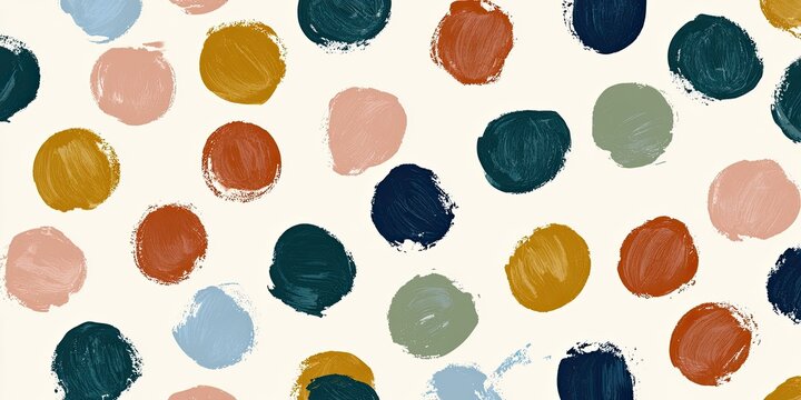 Abstract circles of various muted colors on a cream background