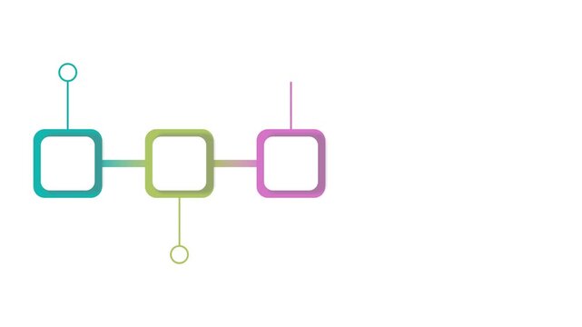 Gradient Five Stage Timeline Infographic Animation with Connected Rounded Squares
