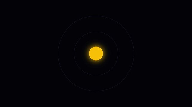 Minimalist solar system animation: planet orbiting sun in space, simple 2 d for science and education projects 4k
