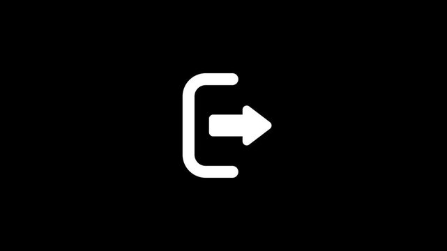 Logout Icon Loop Animation on Black Background