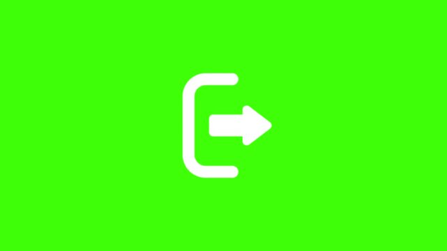 Logout Icon Loop Animation on Green Screen