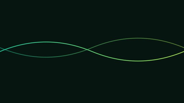 Minimalist green sine wave animation on dark 4k background, for abstract technology
