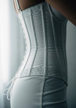 Woman wearing a tight corset for body shaping