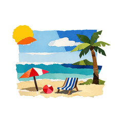 Obraz premium PNG Tropical beach paper art