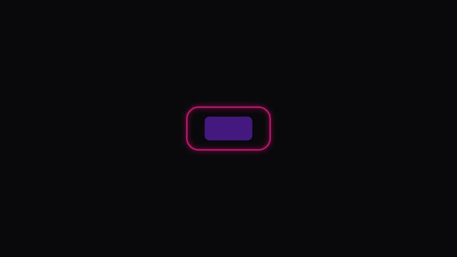 Minimalist neon glowing rounded rectangle frame pulsing on dark animation 4k background