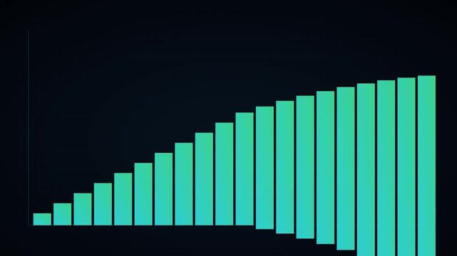 Animated bar chart showing exponential growth and financial success on dark animation 4k background business