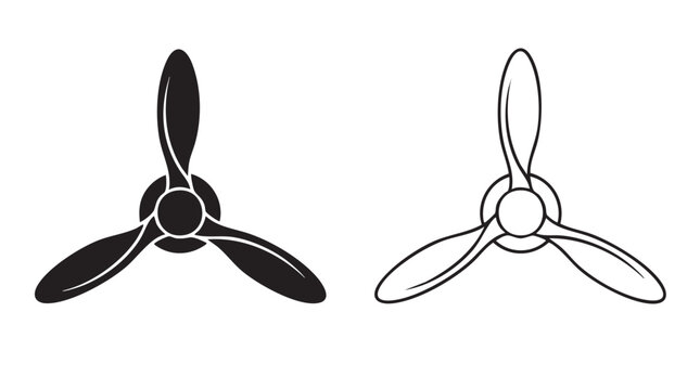 military plane propeller black silhouette outline art vector icon black silhouette black silhouette and outline art vector icon