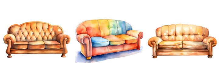 Obraz premium Collection of couches with different designs and colors against a black background