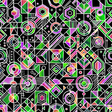 Abstract seamless pattern with lines and shapes