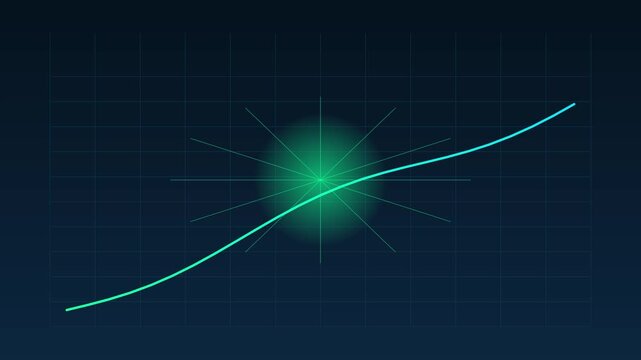 Digital data analytics dashboard with circular progress bars and growth trend line animation 4k interface