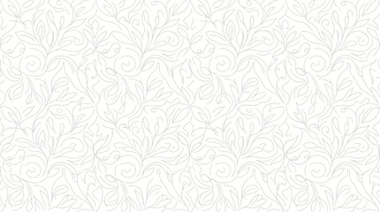 Fototapeta premium Elegant floral pattern, delicate line art