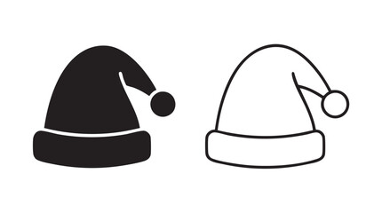 Fototapeta premium santa claus hat vector icon in black silhouette and outline art black silhouette black silhouette and outline art vector icon