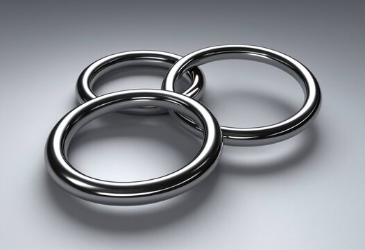 Three Interlocking Chrome Rings Symbolizing Connection, Unity, and Infinity