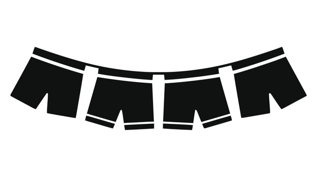 Vector illustration of shorts hanging on a clothesline vector icon on a transparent background