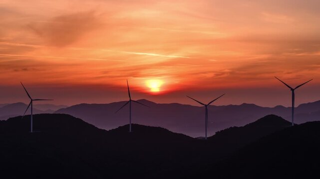wind turbine sunrise timelapse