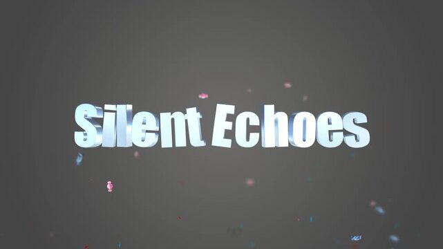 Silent Echoes text is rendered in a clean, sans-serif font centered on a neutral grey background with soft floating particles to evoke a sense of calm, introspection, and quiet contemplation.