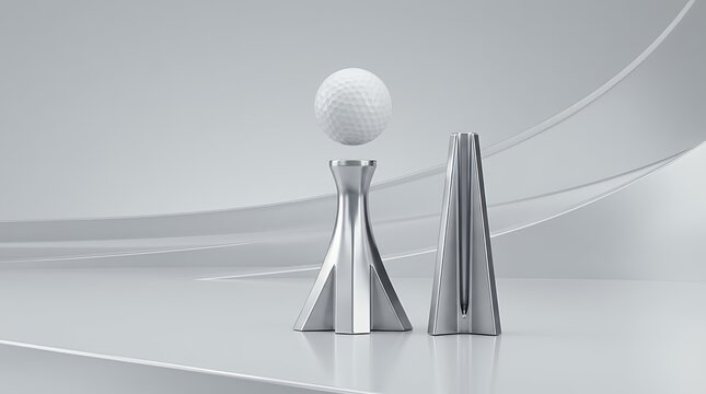A Futuristic Tee for the Modern Golfer: A 3D Rendered Golf Ball Suspended Against an Abstract Futuristic Background Ready for Customization and Perfect for Use Across All Social Media Print or
