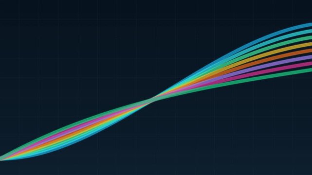 Abstract rainbow wave lines motion background: colorful flowing spectrum animation for digital and technology presentations 4k