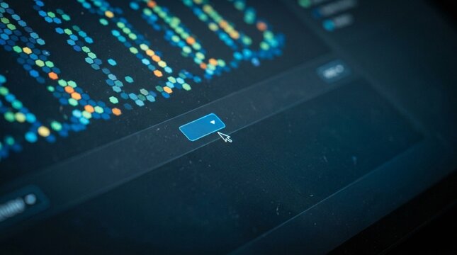 A cursor clicking a filter dropdown on a pick-velocity heat map dashboard &ndash; Warehouse Slotting Optimization Stock Photo