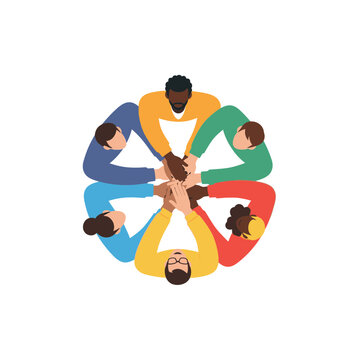 Diverse team hands clasped in unity