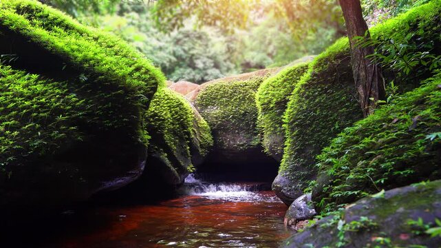 Dolphin-shaped rock at Phu Langka National Park, Bueng Kan Province, Thailand.