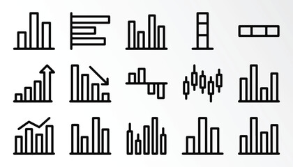 Obraz premium Set of various business bar chart and financial graph icons for data analysis and reporting design elements