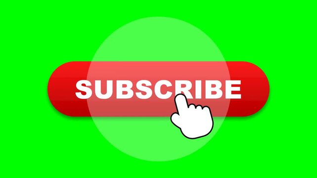 Subscribe Button Green Screen Hand Cursor Click Animation