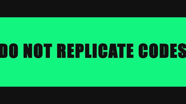 Do not replicate codes warning sign, abstract green and animation 4k black motion background, for digital security, and cybersecurity concepts