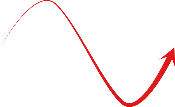 Red Hand Drawn Curved Arrow Simple Scribble Pointer Vector Illustration