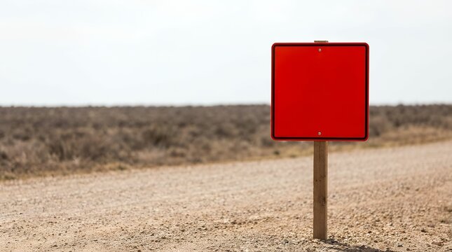 A clear and direct image of a bright red road closure sign on a gravel road representing road work detours and travel restrictions. red road closure sign a photo of a bright red road closure sign on