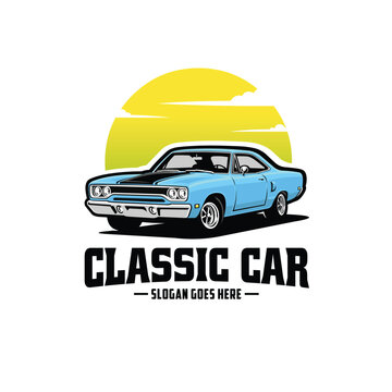 Classic Muscle Car Logo Template Vector Isolated on White Background