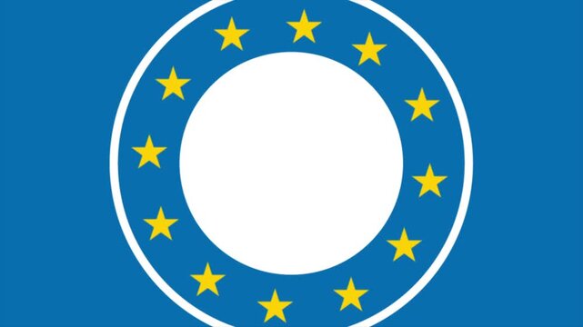 Blue halftone circle with yellow stars. European union flag style motion design. Abstract concept background. Video animation Ultra HD 4K 3840x2160
