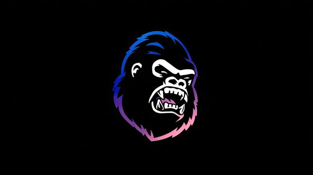Vibrant colorful gorilla head logo on black.