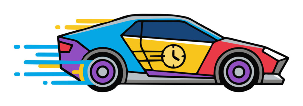 Time machine car futuristic vehicle vector. Generative AI