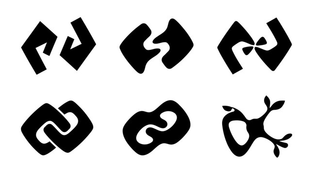 Black abstract interlocking link icons.