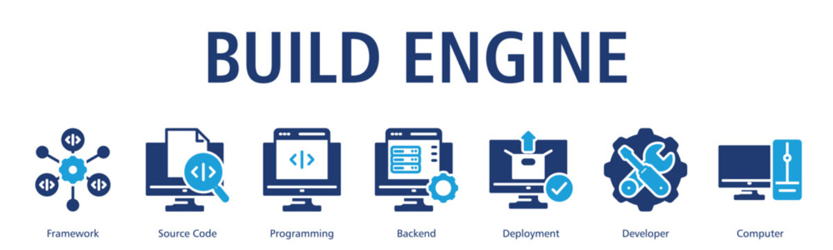 Build Engine Web Banner web banner icon vector illustration