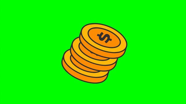stack of dollar gold coin finance money wealth animation HD 4K