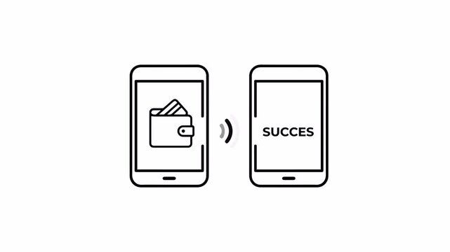 Mobile Payment Transaction Successful Process Icon Showing Digital Wallet Transfer Between Two Smartphones For Secure Financial Contactless Interaction