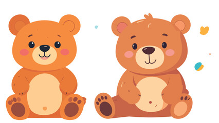 Fototapeta premium Sweet brown bear cartoon character with large letter U, charming alphabet learning illustration perfect for early education and literacy concepts