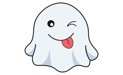 Obraz premium Halloween Funny Ghost Character Vector | Cute Tongue Out Ghost Clipart PNG