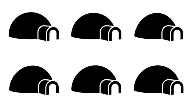 Black igloo silhouettes representing arctic ice dwellings.