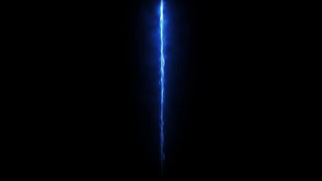 Bright blue vertical plasma beam with an intense glowing core on black, ideal for sci-fi transitions, energy effects, portals and futuristic motion graphics.