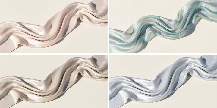 4K red wavy satin fabric loop background. Wavy silk fabric fluttering in the wind. Gentle and airy. Seamless flag 3D digital animation waving ribbon. With chroma key footage.