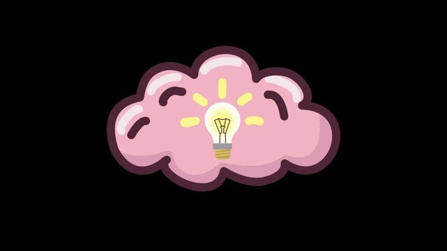 Brain Generating Bright New Ideas on Transparent Background