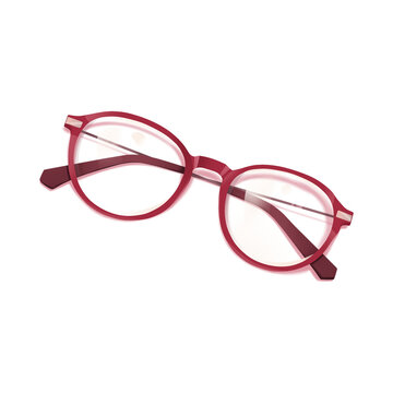 Red eyeglasses frame oval reading glasses vector illustration isolated on white background for optics and fashion concept