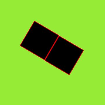 Two black squares with red borders against a bright lime green background square geometric shape outline minimal square geometric shape outline minimal
