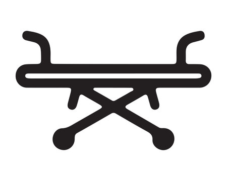  Hospital gurney or medical transport stretcher icon with stretcher hospital transport emergency equipment clinical assistance isolated background illustration pictogram minimalist standard