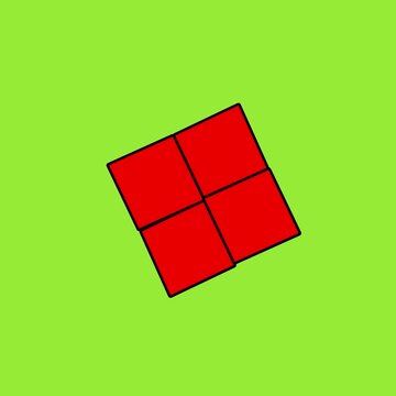 Minimalist animation of red squares rotating on a solid green background square rotation geometric abstract shape square rotation geometric abstract shape